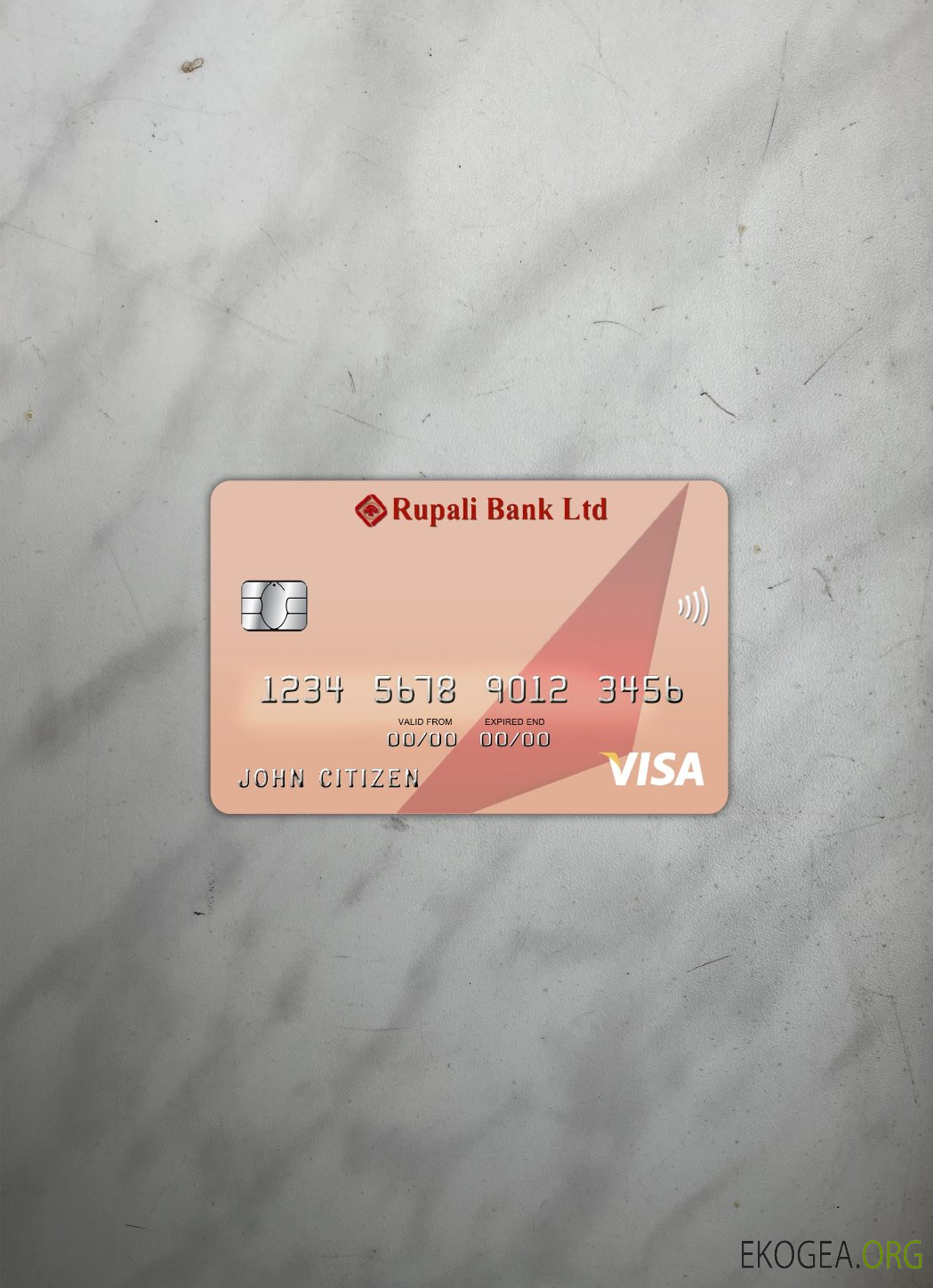 Photolook de la carte visa de la banque Rupali du Bangladesh avant